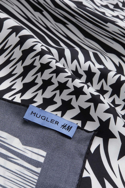 Mugler H&M Swirling-Star Silk Scarf White/Patterned