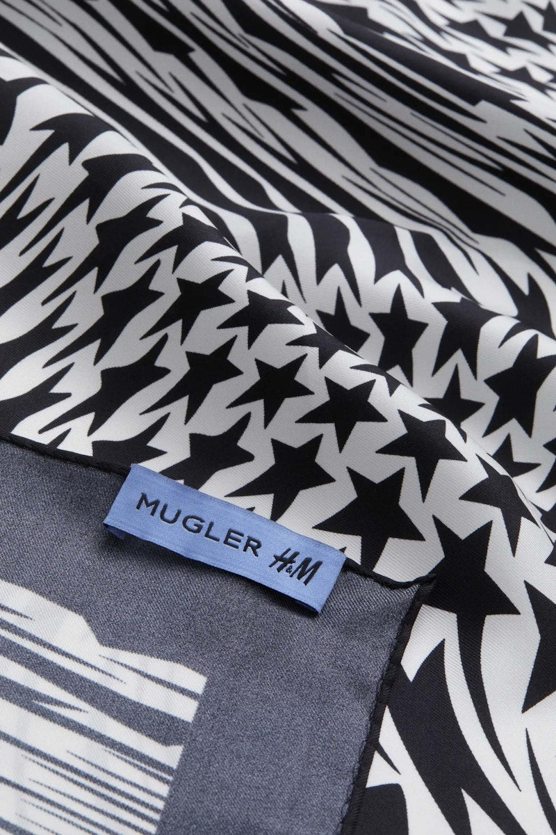 Mugler H&M Swirling-Star Silk Scarf White/Patterned