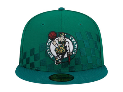 NBA Boston Celtics New Era Rally Drive Checkerboard 59Fifty Crown Fitted Hat Kelly Green