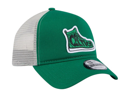 NBA Boston Celtics New Era Victory Grove Vintage Sneaker Trucker 9Forty Adjustable Hat Kelly Green