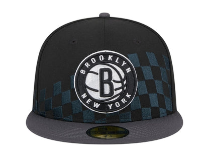 NBA Brooklyn Nets New Era Rally Drive Checkerboard 59Fifty Crown Fitted Hat Black