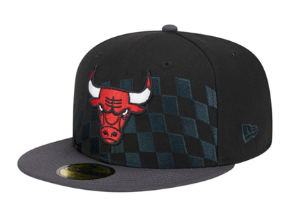 NBA Chicago Bulls New Era Rally Drive Checkerboard 59Fifty Crown Fitted Hat Black