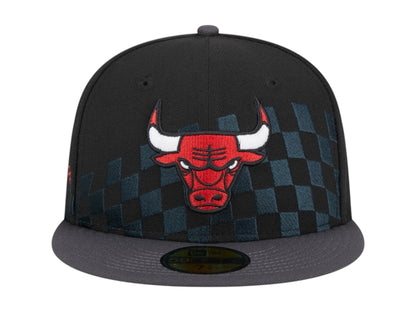 NBA Chicago Bulls New Era Rally Drive Checkerboard 59Fifty Crown Fitted Hat Black