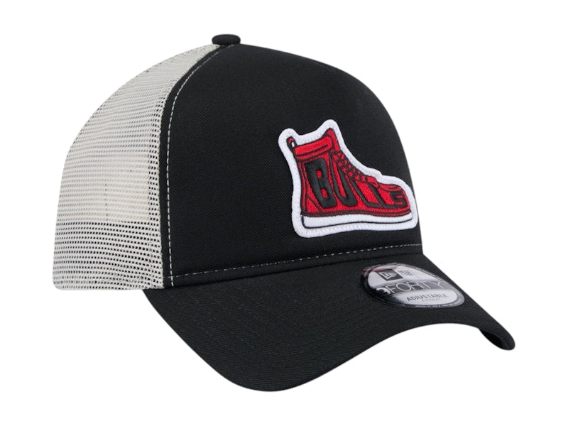 NBA Chicago Bulls New Era Victory Grove Vintage Sneaker Trucker 9Forty Adjustable Hat Black