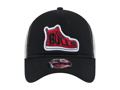 NBA Chicago Bulls New Era Victory Grove Vintage Sneaker Trucker 9Forty Adjustable Hat Black