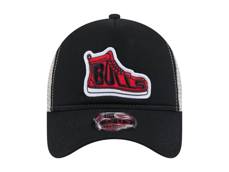NBA Chicago Bulls New Era Victory Grove Vintage Sneaker Trucker 9Forty Adjustable Hat Black