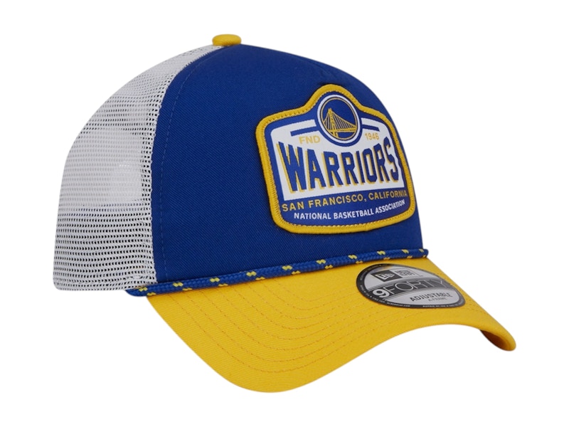 NBA Golden State Warriors New Era A-Frame 9Forty Trucker Hat Royal Blue