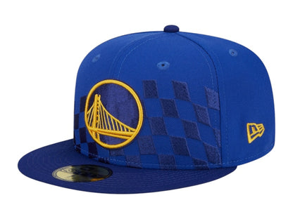 NBA Golden State Warriors New Era Rally Drive Checkerboard 59Fifty Crown Fitted Hat Royal Blue