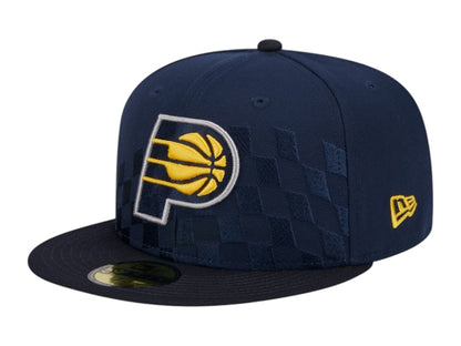 NBA Indiana Pacers New Era Rally Drive Checkerboard 59Fifty Crown Fitted Hat Navy