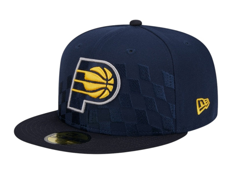 NBA Indiana Pacers New Era Rally Drive Checkerboard 59Fifty Crown Fitted Hat Navy