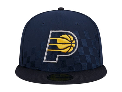NBA Indiana Pacers New Era Rally Drive Checkerboard 59Fifty Crown Fitted Hat Navy