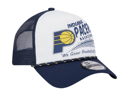 NBA Indiana Pacers New Era White/Burnout Print A-Frame 9Forty Trucker Hat White