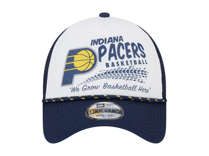 NBA Indiana Pacers New Era White/Burnout Print A-Frame 9Forty Trucker Hat White