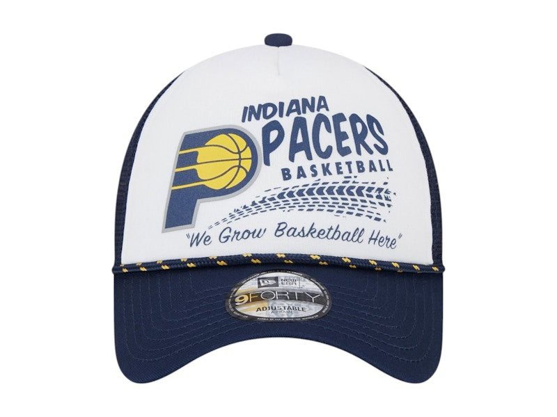 NBA Indiana Pacers New Era White/Burnout Print A-Frame 9Forty Trucker Hat White