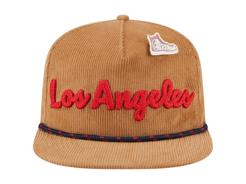 NBA LA Clippers New Era Victory Grove Corduroy Sneaker Pin Golfer Snapback Hat Tan