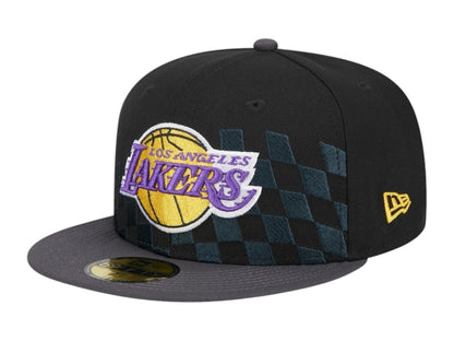 NBA Los Angeles Lakers New Era Rally Drive Checkerboard 59Fifty Crown Fitted Hat Black