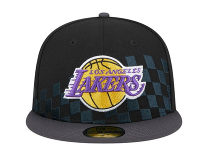 NBA Los Angeles Lakers New Era Rally Drive Checkerboard 59Fifty Crown Fitted Hat Black