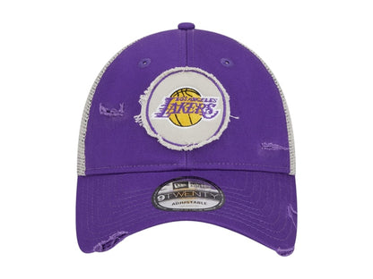 NBA Los Angeles Lakers New Era Rally Drive Distressed Patch 9Twenty Trucker Adjustable Hat Purple