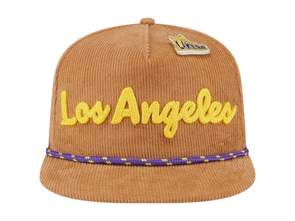 NBA Los Angeles Lakers New Era Victory Grove Corduroy Sneaker Pin Golfer Snapback Hat Tan
