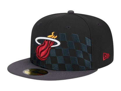 NBA Miami Heat New Era Rally Drive Checkerboard 59Fifty Crown Fitted Hat Black
