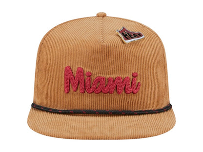 NBA Miami Heat New Era Victory Grove Corduroy Sneaker Pin Golfer Adjustable Hat Tan