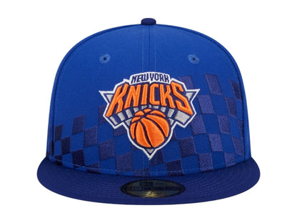 NBA New York Knicks New Era Rally Drive Checkerboard 59Fifty Crown Fitted Hat Blue