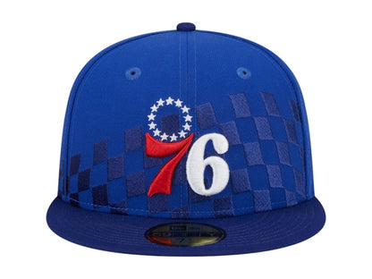 NBA Philadelphia 76Ers New Era Rally Drive Checkerboard 59Fifty Crown Fitted Hat Royal Blue