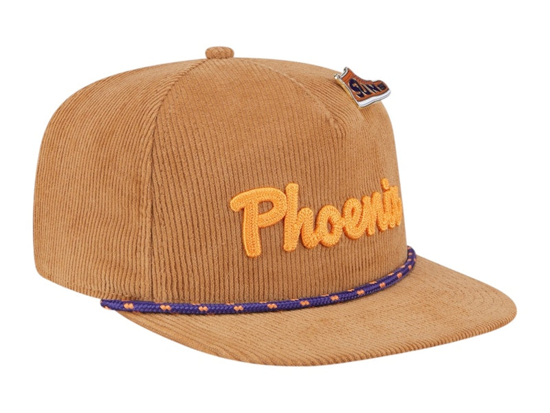 NBA Phoenix Suns New Era Victory Grove Corduroy Sneaker Pin Golfer Snapback Hat Tan