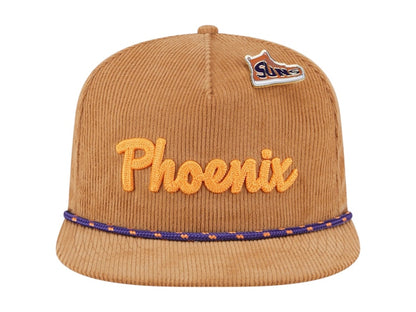 NBA Phoenix Suns New Era Victory Grove Corduroy Sneaker Pin Golfer Snapback Hat Tan