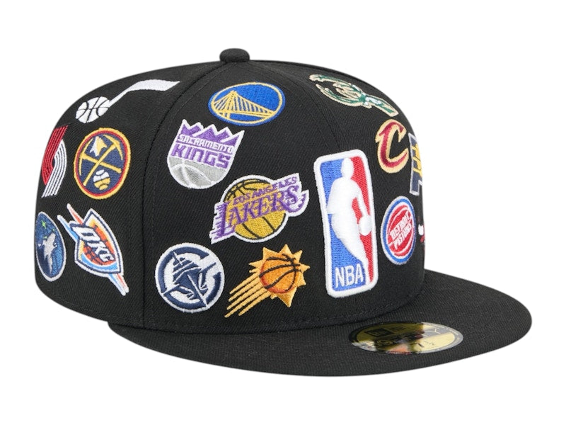 NBA x New Era 2025 All-Star Game Allover Logos Fitted 59Fifty Snapback Hat Black