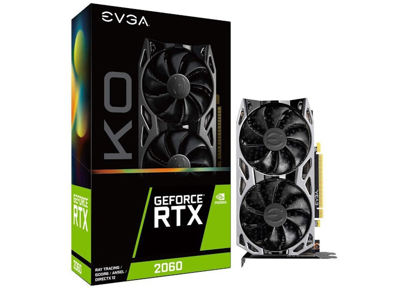NVIDIA EVGA GeForce RTX 2060 KO Gaming, Dual Fans, Metal Backplate Graphic Card (06G-P4-2066-KR)