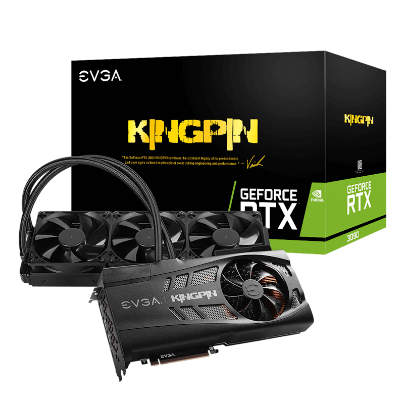 NVIDIA EVGA GeForce RTX 3090 KINGPIN HYBRID GAMING with HYBRID Cooler OLED Display Metal Backplate Graphic Card (24G-P5-3998-KR) Black