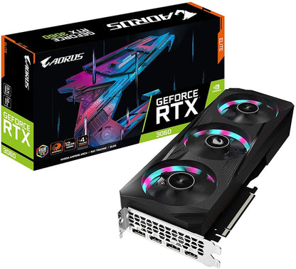 NVIDIA GIGABYTE AORUS GeForce RTX 3060 ELITE 12G Rev 2.0 LHR Graphics Card (GV-N3060AORUS E-12GD Rev 2.0)
