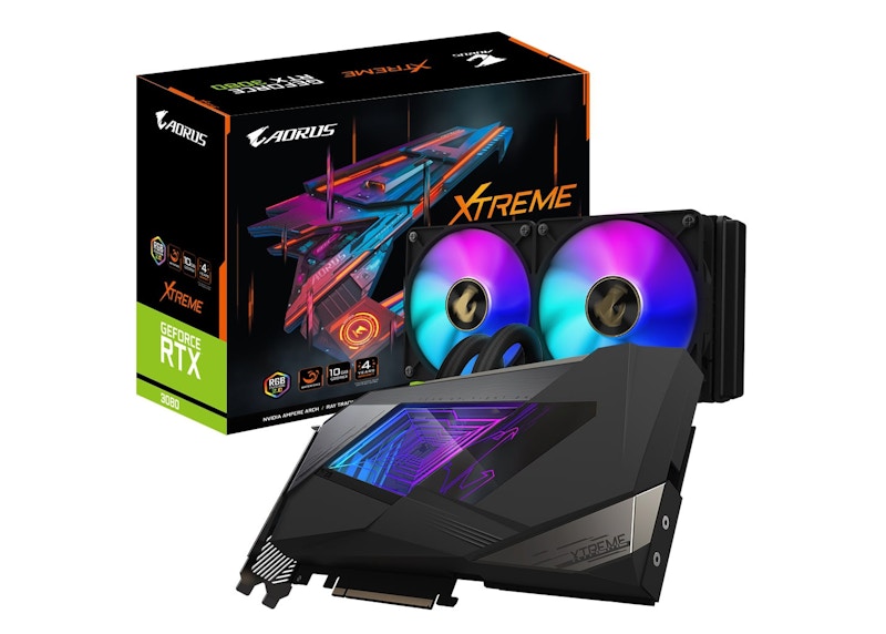 NVIDIA GIGABYTE AORUS GeForce RTX 3080 XTREME WATERFORCE 10G Rev 2.3 LHR Graphics Card (GV-N3080AORUSX W-10GD)