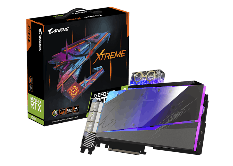 NVIDIA GIGABYTE AORUS GeForce RTX 3080 XTREME WATERFORCE WB 10G Graphics Card (GV-N3080AORUSX WB-10GD)