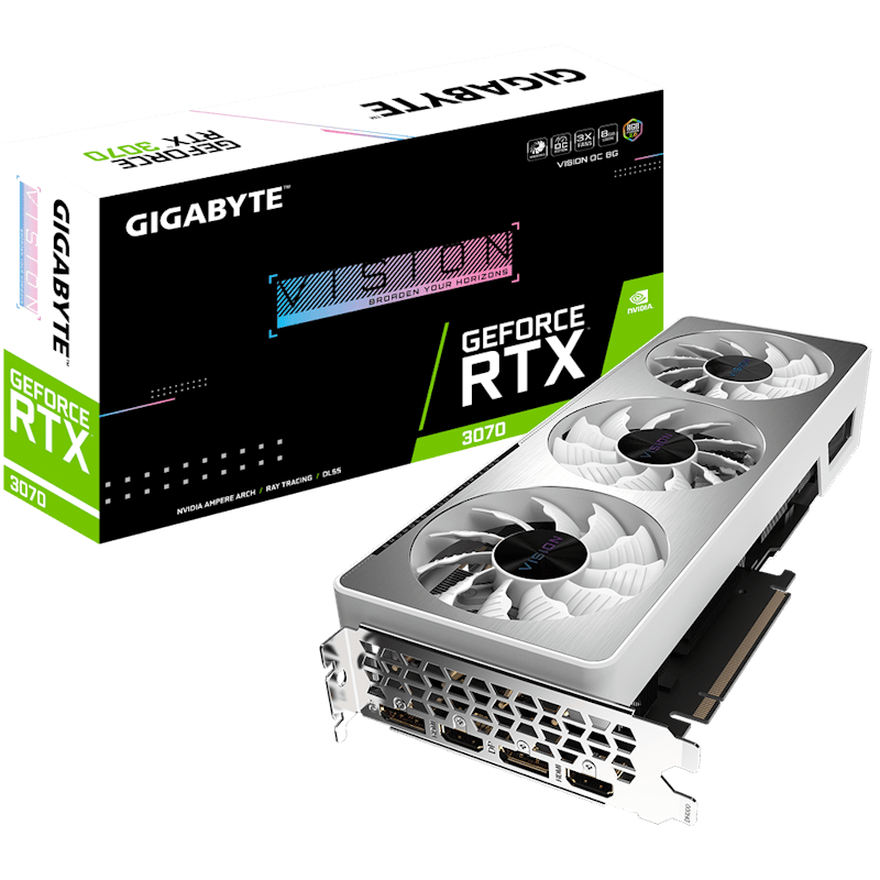 NVIDIA GIGABYTE GeForce RTX 3070 VISION (rev. 2.0) 8G OC LHR Graphics Card (GV-N3070VISION OC-8GD Rev2)