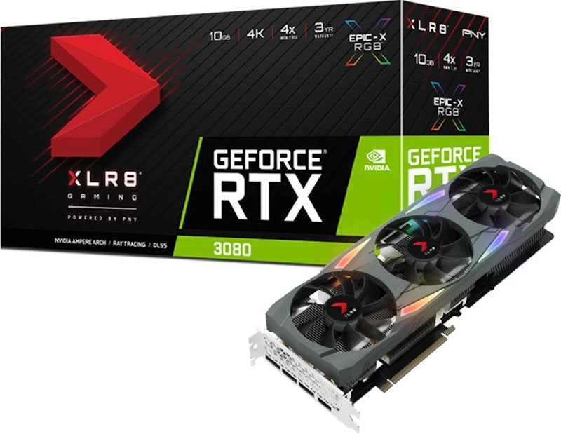 NVIDIA PNY GeForce RTX 3080 Gaming Uprising Epic-X RBG Gaming Graphics Card (VCG308010TFXMPB)