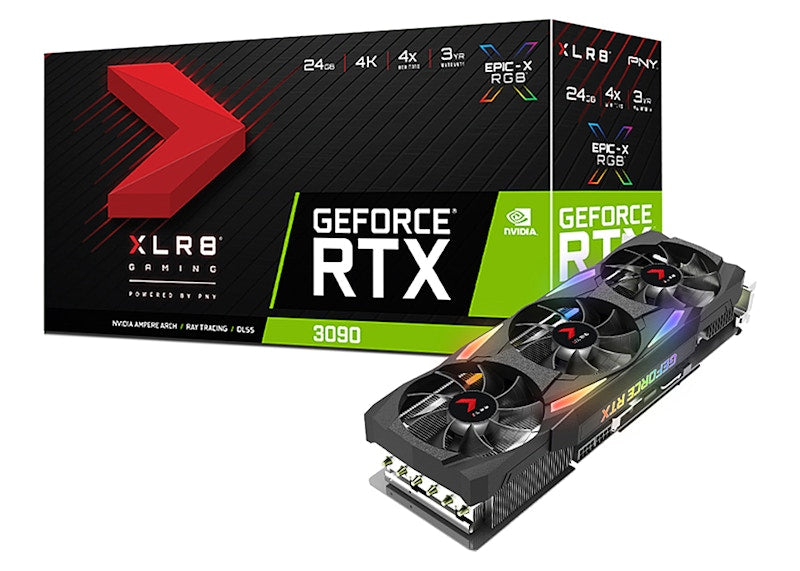 NVIDIA PNY GeForce RTX 3090 24GB XLR8 Gaming EPIC-X RGB Triple Fan Graphics Card (VCG309024TFXMPB)