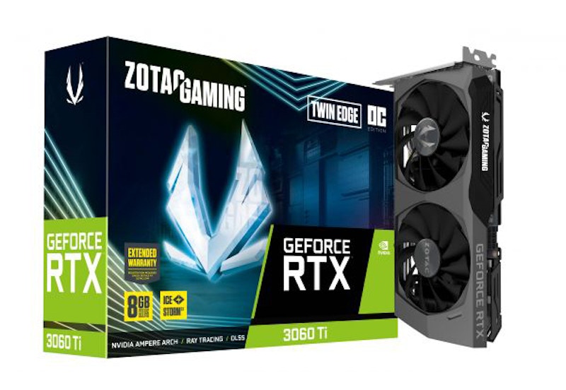 NVIDIA ZOTAC GAMING GeForce RTX 3060 TI TWIN EDGE OC 8G LHR Graphics Card (ZT-A30610H-10MLHR)
