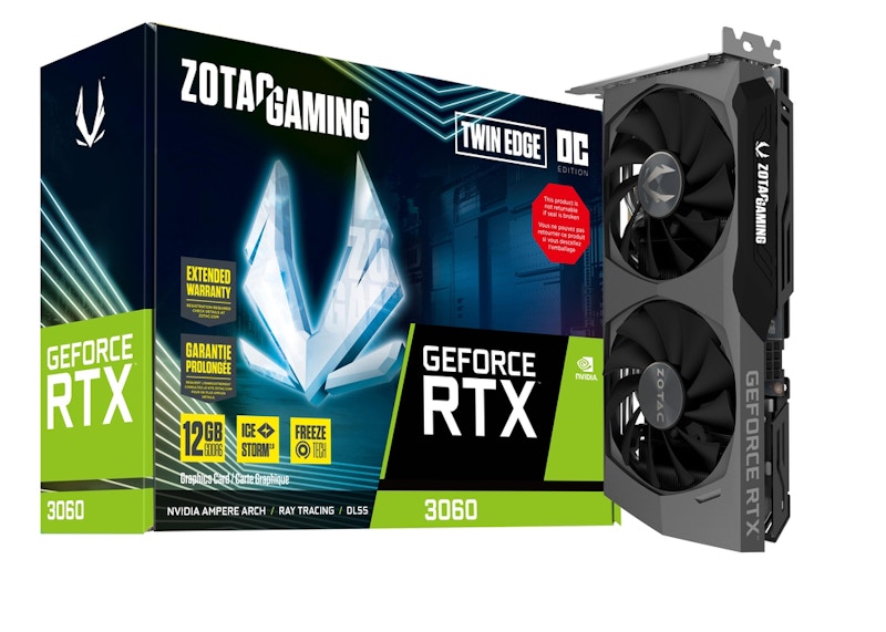 NVIDIA ZOTAC GAMING GeForce RTX 3060 Twin Edge 12G OC Graphics Card (ZT-A30600K-10H)