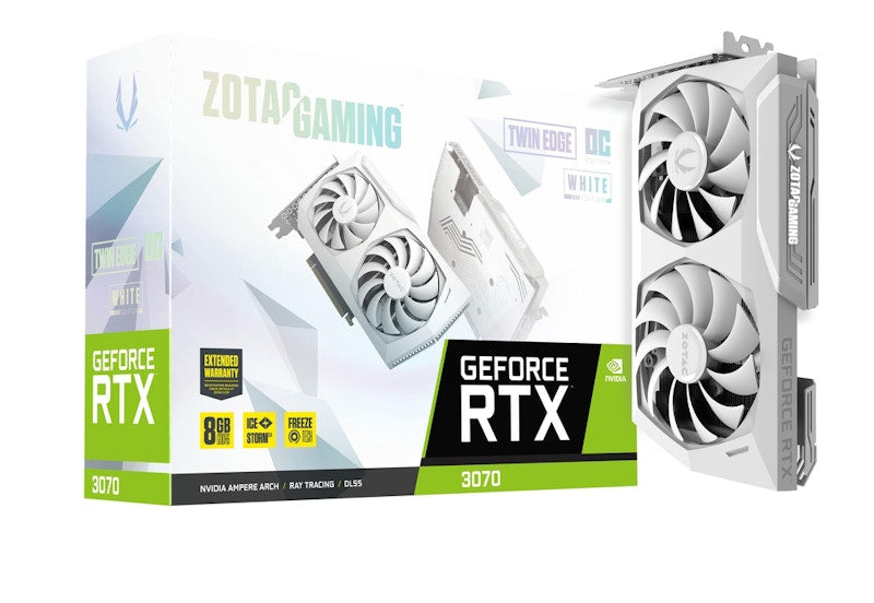 NVIDIA ZOTAC GAMING GeForce RTX 3070 Twin Edge 8G OC LHR Graphics Card (ZT-A30700J-10PLHR) White Edition