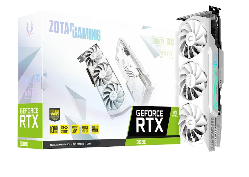 NVIDIA ZOTAC GAMING GeForce RTX 3080 Trinity 10G OC LHR Graphics Card (ZT-A30800K-10PLHR) White Edition