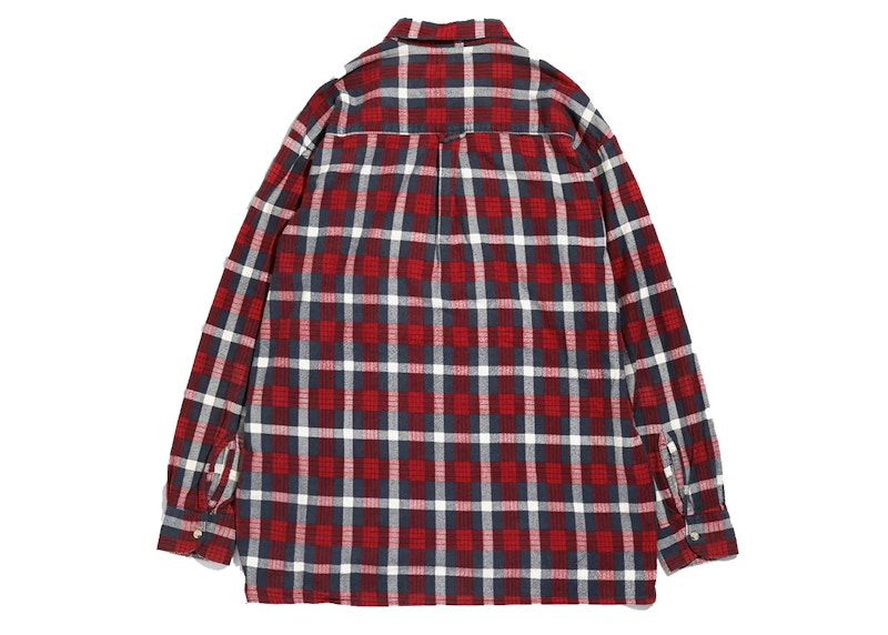 Needles Flannel Ribbon Button Down Shirt Red/Multi