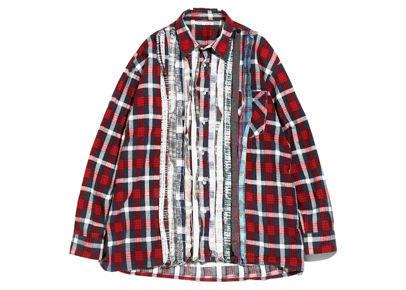 Needles Flannel Ribbon Button Down Shirt Red/Multi