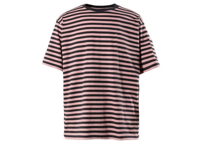 Needles S/S Crew Neck Stripe Jersey Tee Chacoal Pink