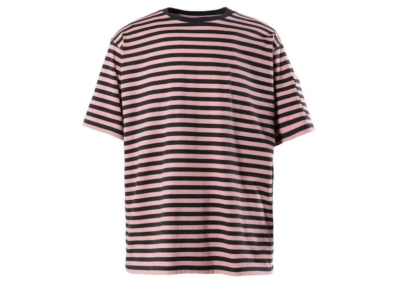 Needles S/S Crew Neck Stripe Jersey Tee Chacoal Pink