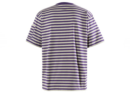 Needles S/S Crew Neck Stripe Jersey Tee Purple Khaki