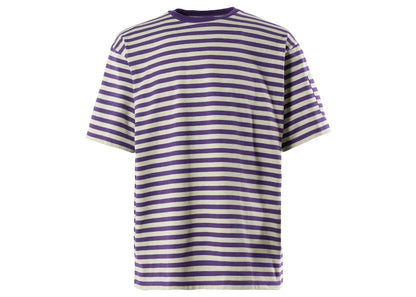 Needles S/S Crew Neck Stripe Jersey Tee Purple Khaki