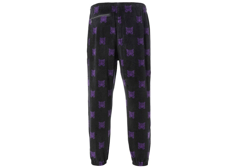 Needles Velour Papillon Zipped Track Pants Black Purple