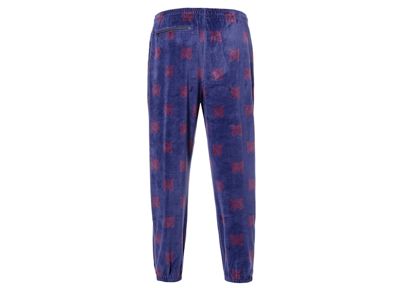 Needles Velour Papillon Zipped Track Pants Purple Bordeaux